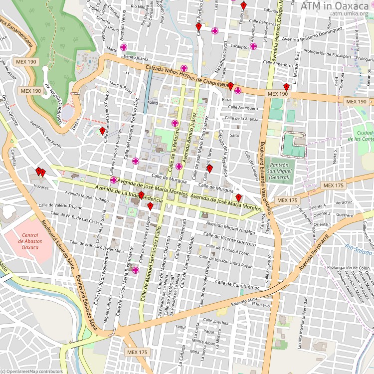Cajeros automáticos Oaxaca - map of cash machines