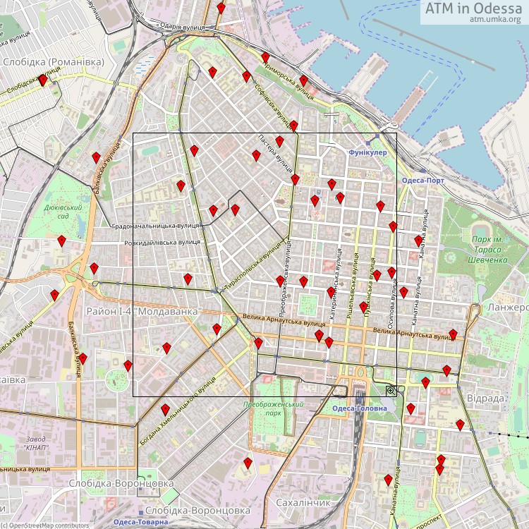 Банкомати Одеса - map of cash machines