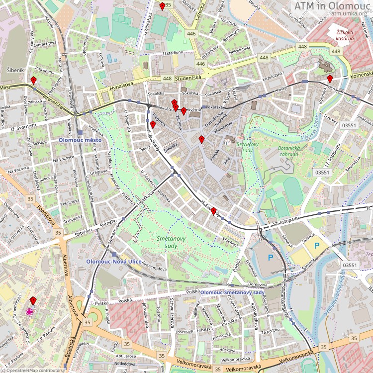 ATM Olomouc - map of cash machines
