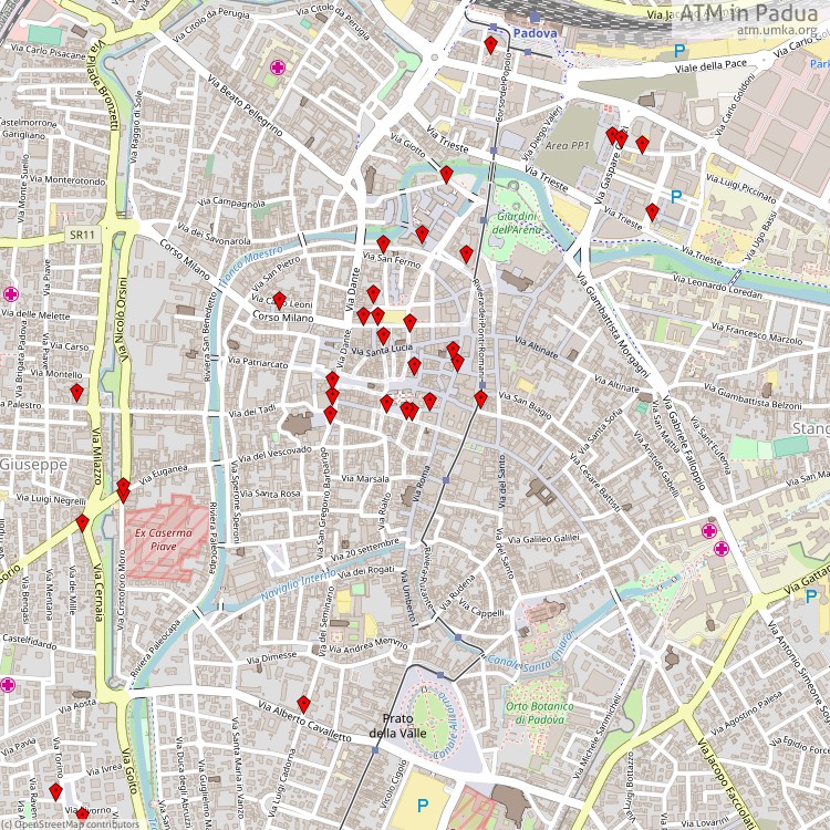 ATM Padua - map of cash machines