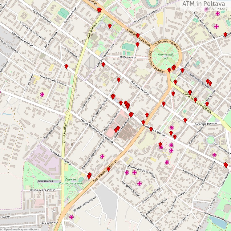 Банкомати Полтава - map of cash machines