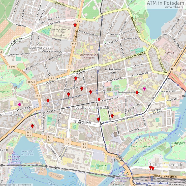 ATM Potsdam - map of cash machines