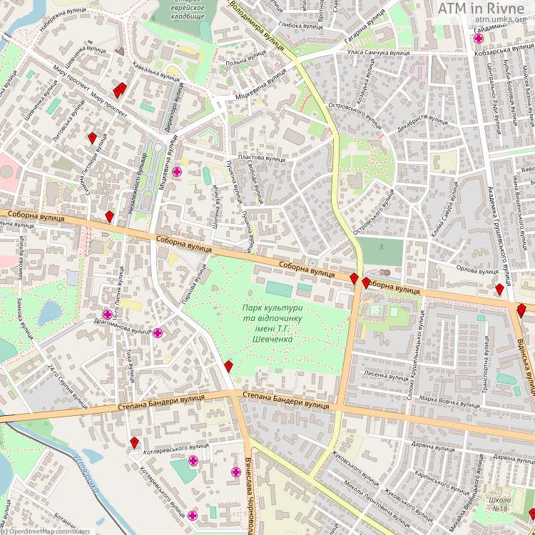 ATM Rivne - map of cash machines