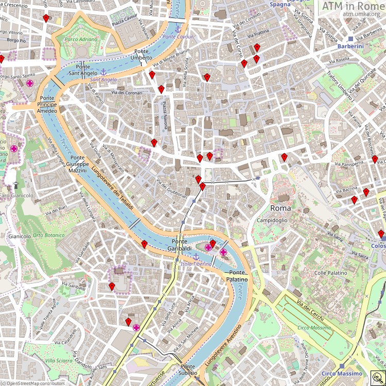 ATM Rome - map of cash machines