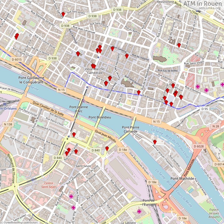 ATM Rouen - map of cash machines
