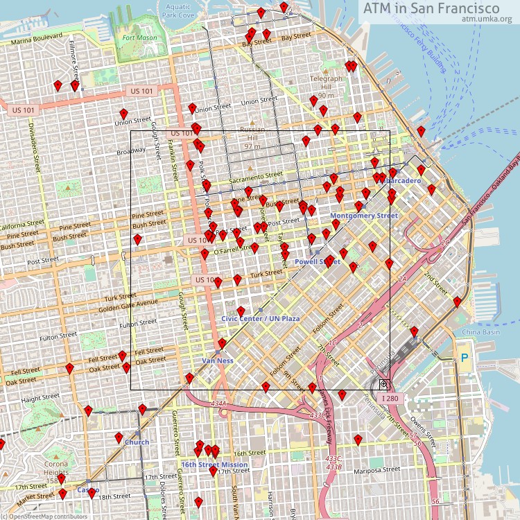ATM San Francisco - map of cash machines