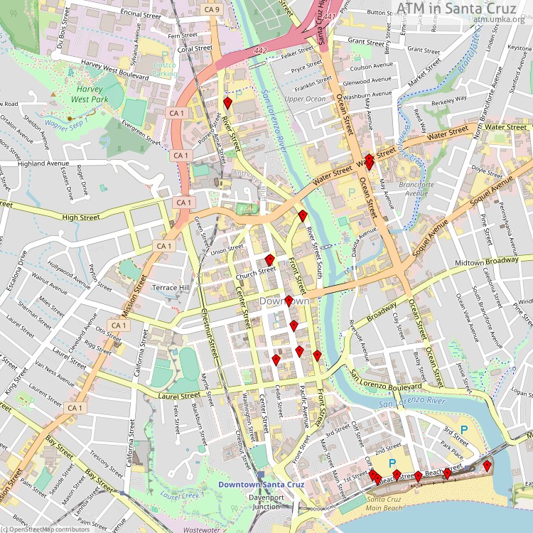 ATM Santa Cruz - map of cash machines