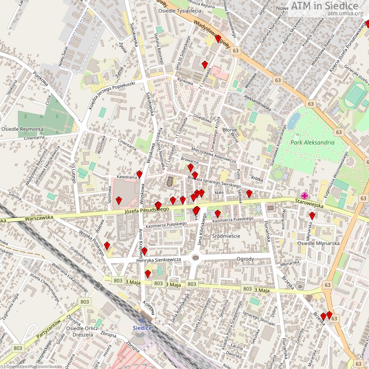 ATM Siedlce - map of cash machines