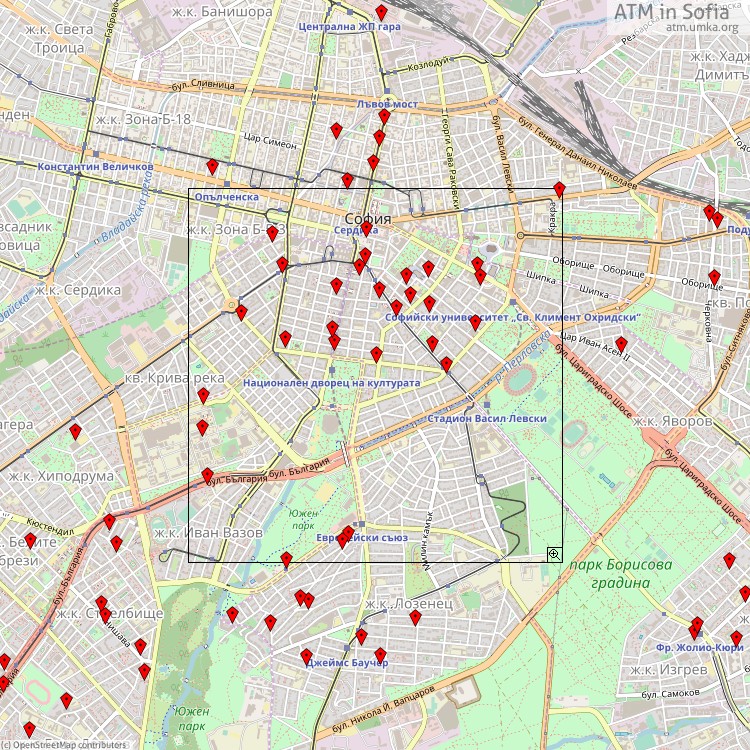 ATM Sofia - map of cash machines