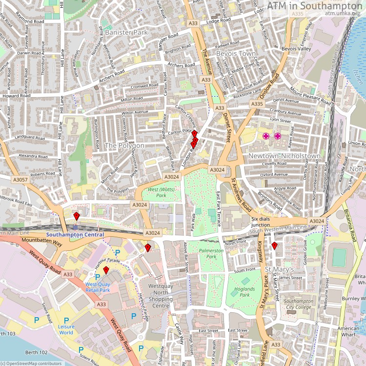 ATM Southampton - map of cash machines