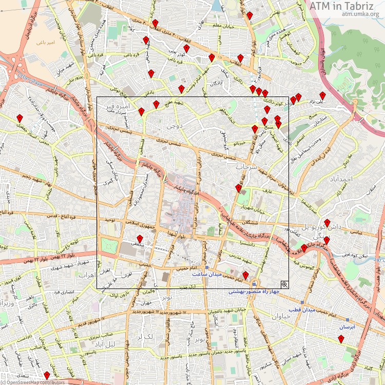 ATM تبریز - map of cash machines