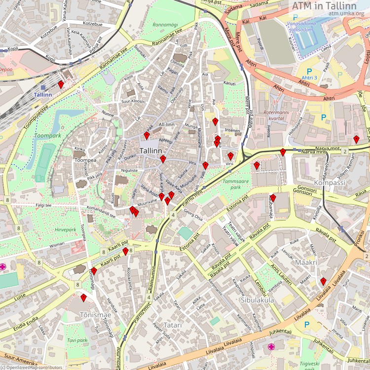 ATM Tallinn - map of cash machines