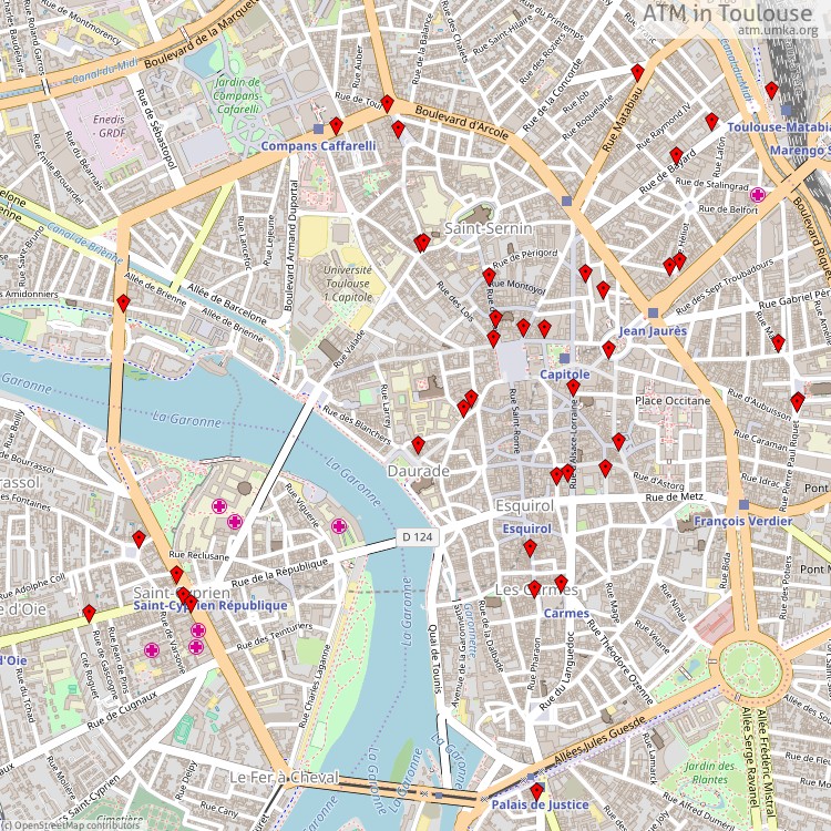 ATM Toulouse - map of cash machines