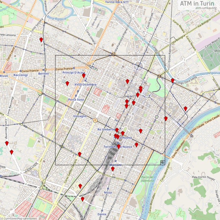 ATM Turin - map of cash machines