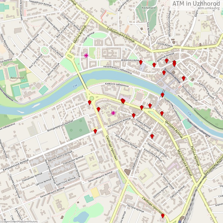 Банкомати Ужгород - map of cash machines
