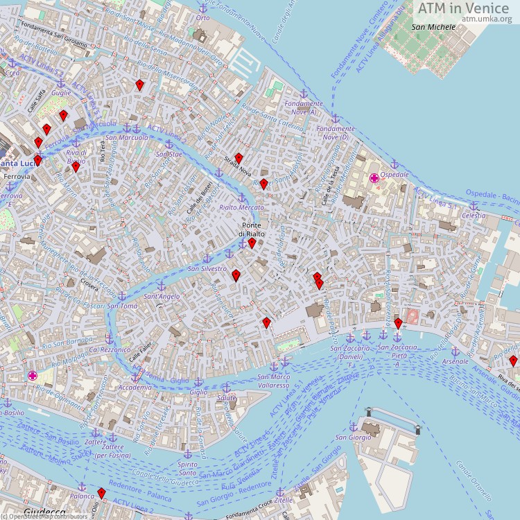 ATM Venice - map of cash machines
