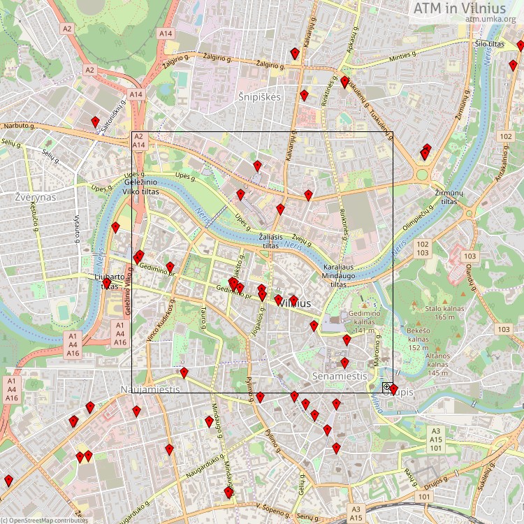 ATM Vilnius - map of cash machines