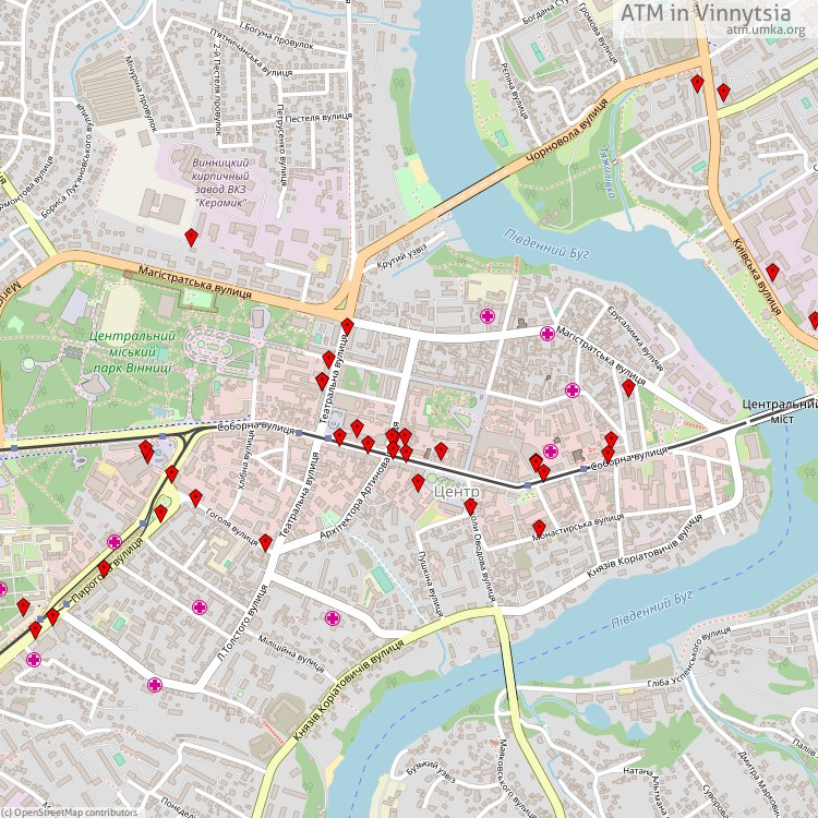 Банкомати Вінниця - map of cash machines