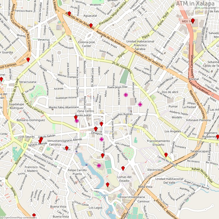 Cajeros automáticos Xalapa - map of cash machines