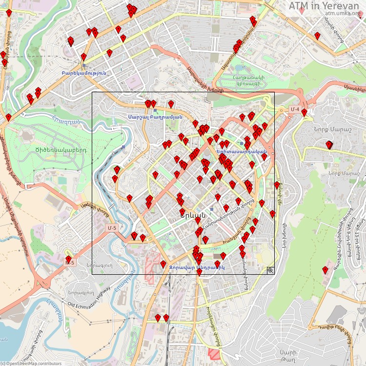 ATM Երևան - map of cash machines